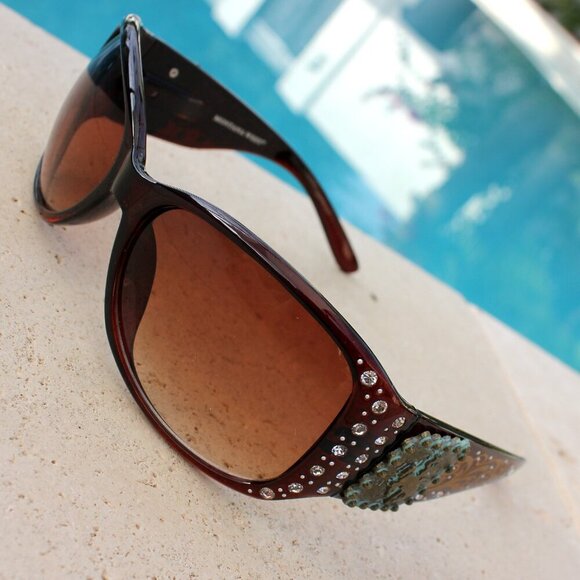 Montana West Sunglasses in Coffee w/Bucking Bronco Concho Accents main image 9